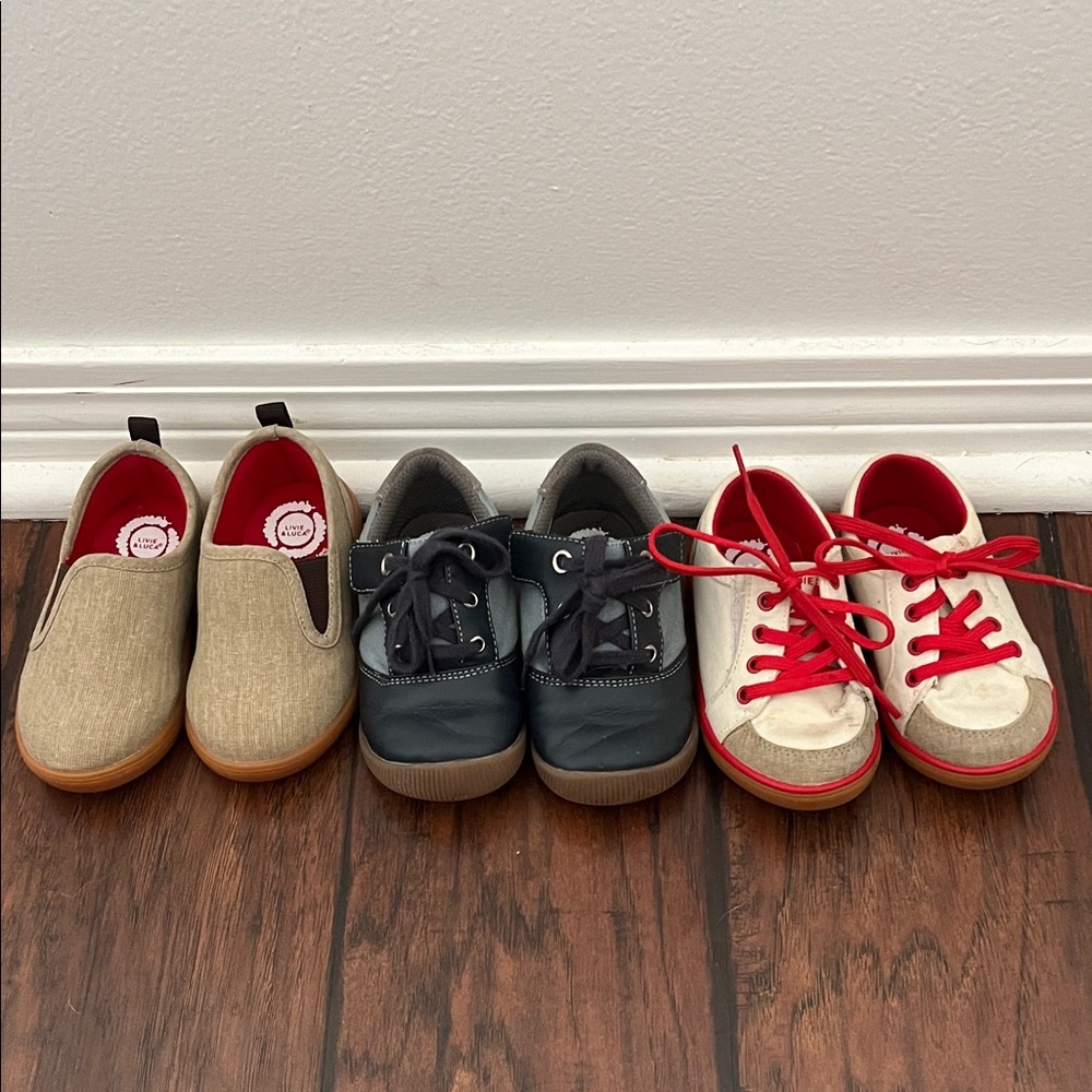 Livie & Luca Kids Canvas Sneakers in White & Red